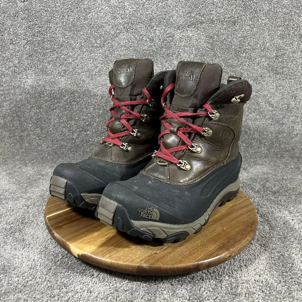 The North Face Chilkat II Luxe Mens Size 9 Black Brown Waterproof Winter Boots